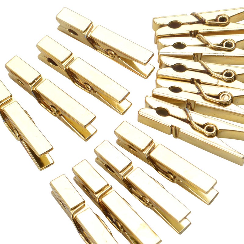 Aylifu Mini Plastic Clips, 100 Pieces Utility Photo Clips Paper Peg Clothes Line Clips - 3.5 x 0.5 x 0.7cm, Gold - Image 5